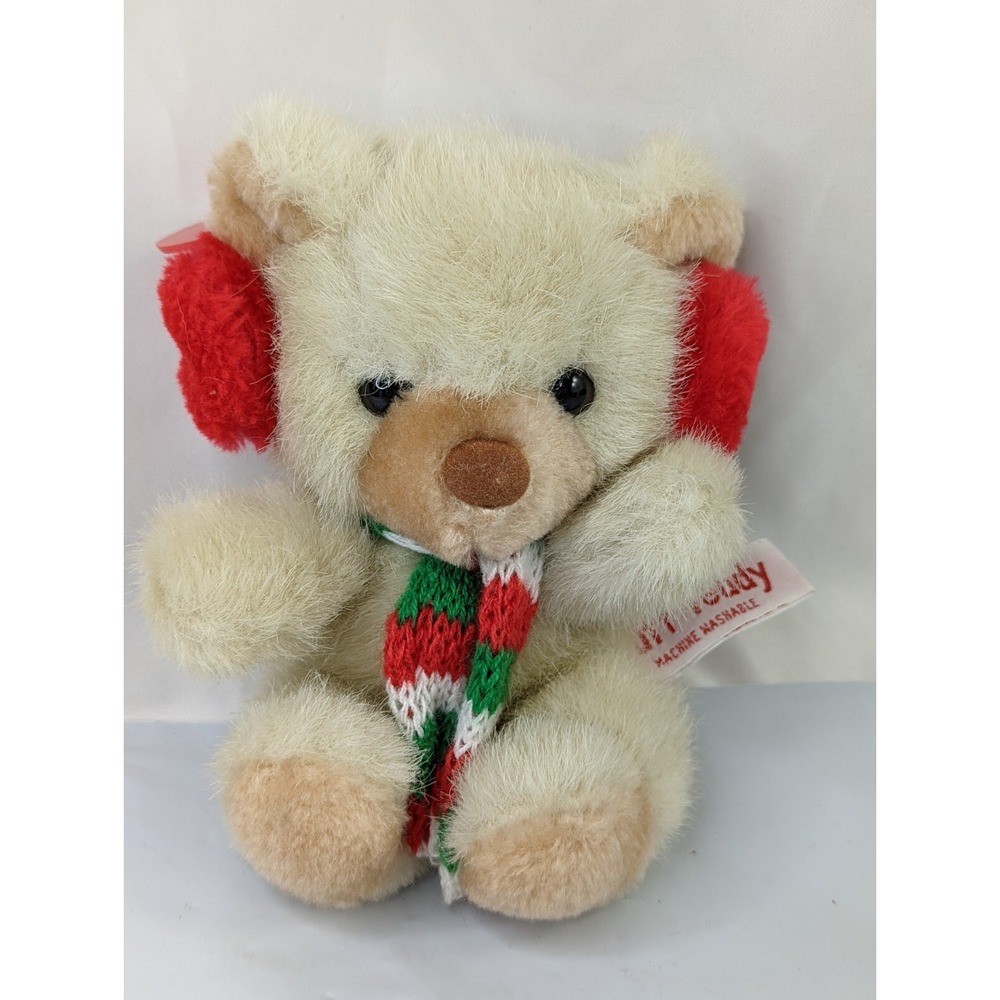 Russ Tuff Teddy Bear Plush 6 Inch Red Earmuffs Stuffed Animal Toy